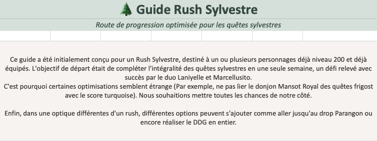 Screenshot du guide sylvestre